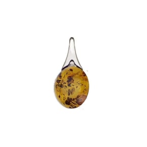Pendant with oval cognac amber, in 925 rhodium silver, height 2.7 cm