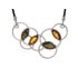 Colier cu chihlimbar cognac naveta, din argint 925 rodiu, lungime 42 + 5 cm