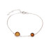 Bracelet avec ambre cognac rond, en argent rhodié 925, longueur 17+3 cm