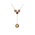 Collana con ambra tonda cognac, in argento 925 rodiato, lunghezza 42+5 cm