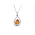 Collana con goccia ambra e cristalli swarovski, in argento 925 rodiato, 42+3 cm