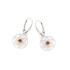 Flower of life earrings with natural cognac amber, in 925 rhodium silver