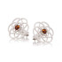 Pendientes flor de la vida con ámbar coñac natural, en plata 925 rodiada