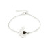 Pulseira Gingko com âmbar verde, em prata 925 banhada a ródio, comprimento 16+3,5 cm