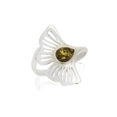 Anello Gingko con ambra...