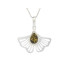 Pendente Gingko com gota âmbar verde, em prata 925 banhada a ródio, altura 1,5+1 cm