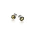 Cercei tip stud cu chihlimbar verde natural rotund, din argint 925 placat cu rodiu