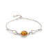 Armband mit ovalem Cognac-Bernstein, aus 925er rhodiniertem Silber, Länge 16+3 cm