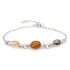 Armband met ovale veelkleurige barnsteen, in 925 gerhodineerd zilver, lengte 16+3 cm