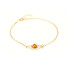 Ginkgo bracelet with cognac amber, 925 gold plated silver, 16 + 3 cm