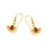 Boucles d'oreilles pendantes ginkgo avec ambre cognac naturel, argent doré