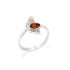 Ginkgo-Ring mit natürlichem Cognac-Bernsteintropfen, aus 925er Rhodiumsilber