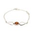 Bracelet avec ambre cognac ovale, en argent rhodié 925, longueur 16+3 cm