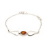 Bracelet with oval cognac amber, in 925 rhodium silver, length 16+3 cm