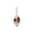 Ciondolo con ambra cognac naturale del Mar Baltico, realizzato in argento 925 rodiato