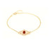 Bracciale Lotus con ambra cognac, argento dorato 925, 15+3 cm