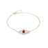 Bracelet lotus avec ambre cognac, argent rhodié 925, 15 + 3 cm