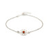 Pulseira sol com âmbar conhaque redondo, em prata 925 banhada a ródio, comprimento 17+3 cm
