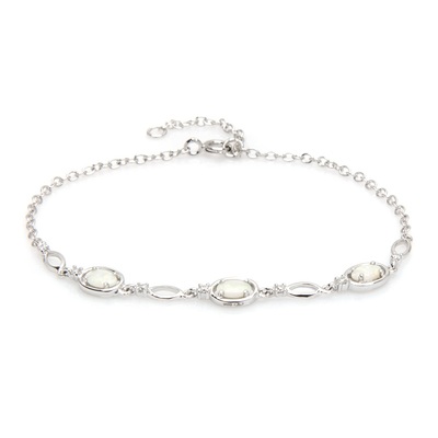 Wholesaler of jewelry and accessories - Bracelet with opal and zirconium oxide, rhodium-plated silver 925/1000, length 18+1 cm