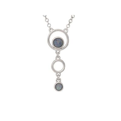 Grossiste de bijoux et d'accessoires - Collier avec opale bleue doublet, en argent rhodié 925/1000, 42 + 3 cm