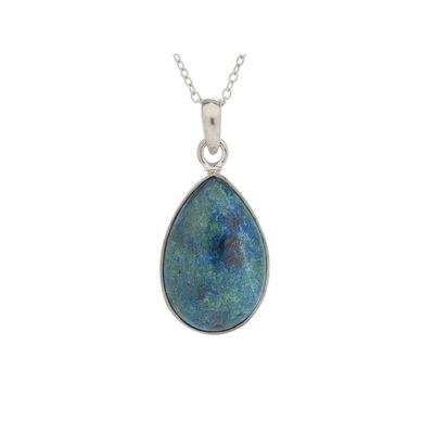 Wholesaler of jewelry and accessories - Drop pendant with blue shattuckite, in rhodium-plated silver 925/1000, height 2+0.8 cm