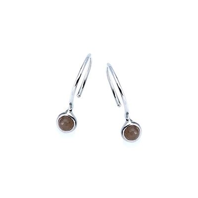 Wholesaler of jewelry and accessories - Earrings with natural pink moonstone, in rhodium silver 925/1000