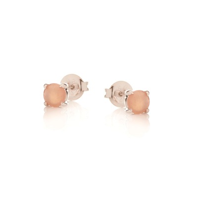 Wholesaler of jewelry and accessories - Earrings with natural pink moonstone, in rhodium silver 925/1000