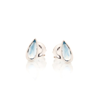 Wholesaler of jewelry and accessories - Drop earrings with natural blue chalcedony, in rhodium-plated silver 925/1000
