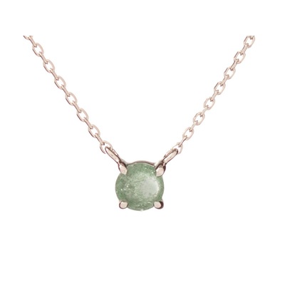 Wholesaler of jewelry and accessories - Necklace with natural green quartz, in rhodium silver 925/1000, length 42 + 3 cm