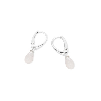 Grossiste de bijoux et d'accessoires - Boucles d'oreilles avec pierre de lune blanche naturelle, en argent rhodié 925/1000