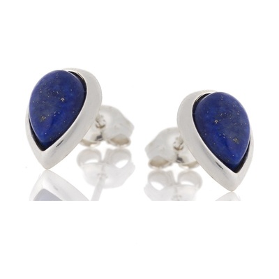 Wholesaler of jewelry and accessories - Earrings with natural blue lapis lazuli, in rhodium silver 925/1000