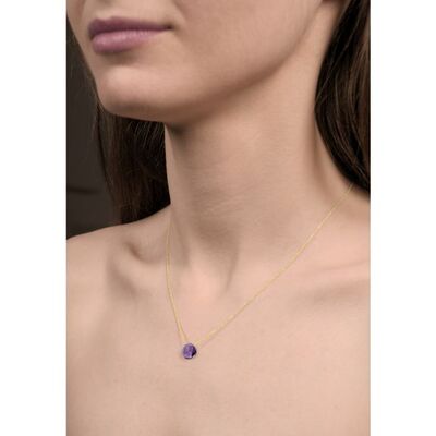 Grossiste de bijoux et d'accessoires - Collier avec améthyste violette naturelle coussin, en or 750/1000, longueur 42 + 3 cm