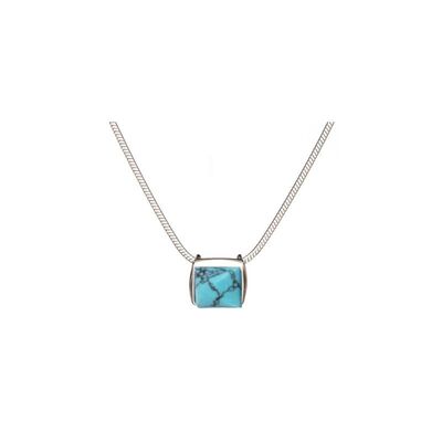 Wholesaler of jewelry and accessories - Necklace with turquoise, in rhodium silver 925/1000, length 42 + 3 cm