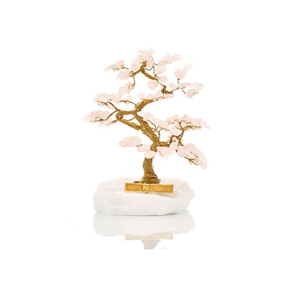 Wholesaler of jewelry and accessories - Tree of happiness 13 cm with rose quartz (105 petals) and Greek marble