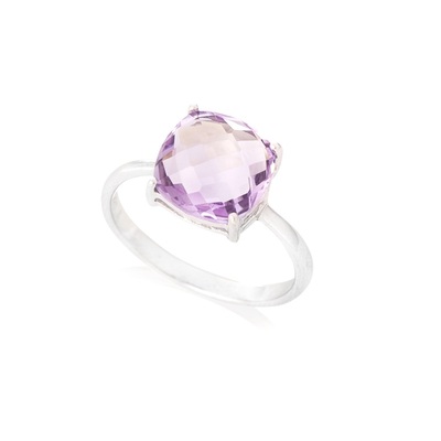 Wholesaler of jewelry and accessories - Ring with natural purple amethyst, in rhodium silver 925/1000