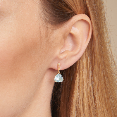 Wholesaler of jewelry and accessories - Earrings with natural blue topaz, in 750/1000 gold