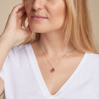 Grossiste de bijoux et d'accessoires - Pendentif avec améthyste violette naturelle, en or 750/1000