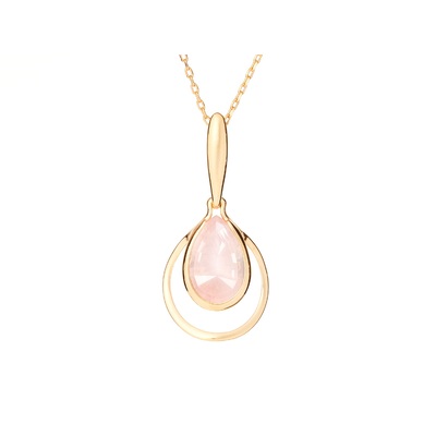 Wholesaler of jewelry and accessories - Pendant with natural rose quartz, in 750/1000 gold